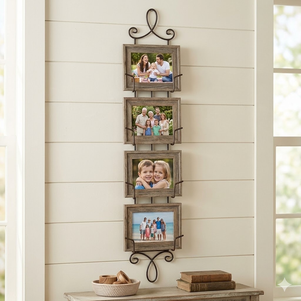 HOHIYA 42-Inch Vertical Plate Hanger for Wall 2-Pack Metal 4-Tier Display Rack for Collectible Plates Photo Frames and Artwork Heavy Duty Wall-Mounted Holder Black